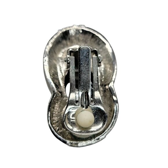 Craft Faux Onyx Clip On Earrings Cats Eye Style Highly Collectible Brand Vintage - Picture 14 of 15